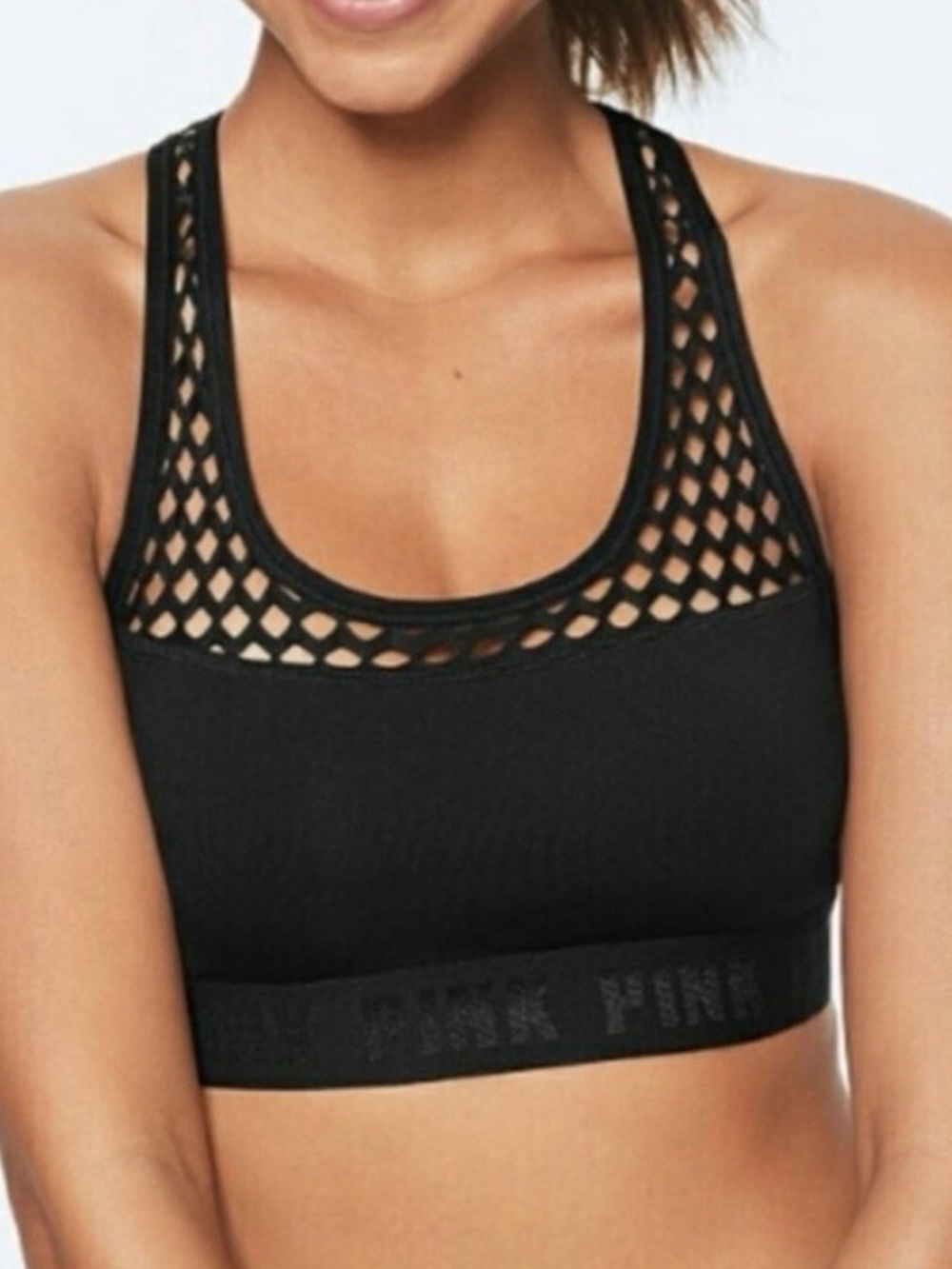 Victoria's Secret sz. M PINK black sports bra with mesh back